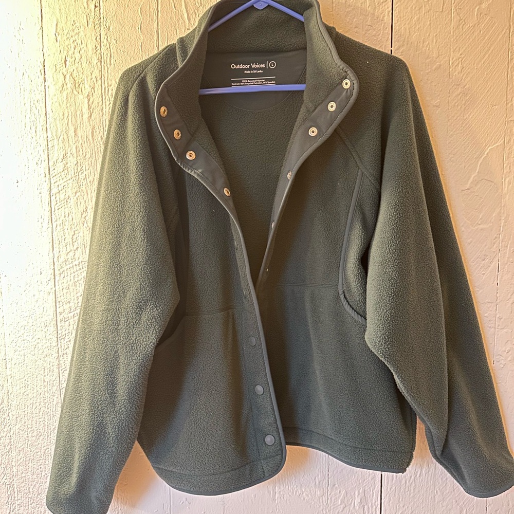 Outdoor Voices Green Fleece Jacket